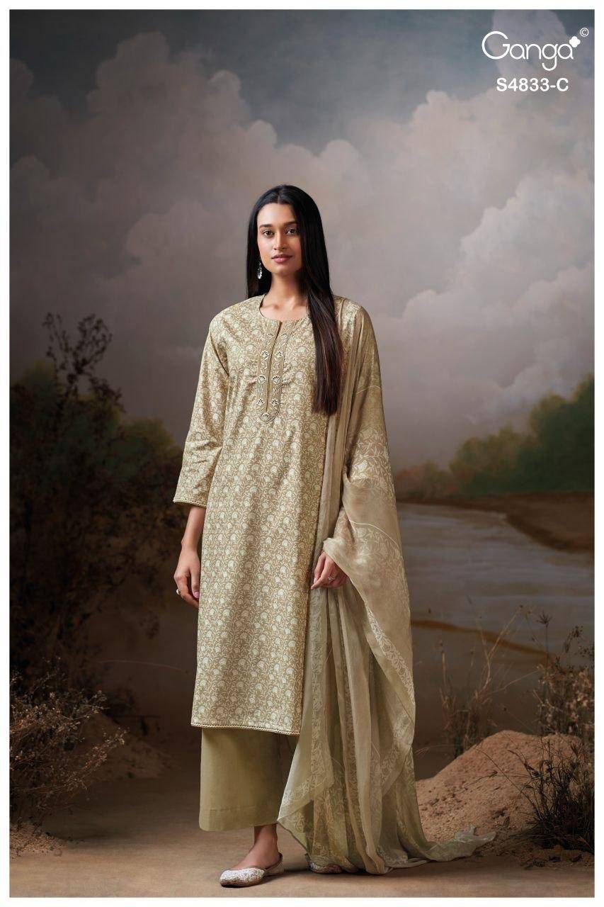 ILYNDRA 4833 By GANGA 4833A To 4833D Series Beautiful Festive Suits Colorful Stylish Fancy Casual Wear PREMIUM COTTON Dresses At Wholesale Price